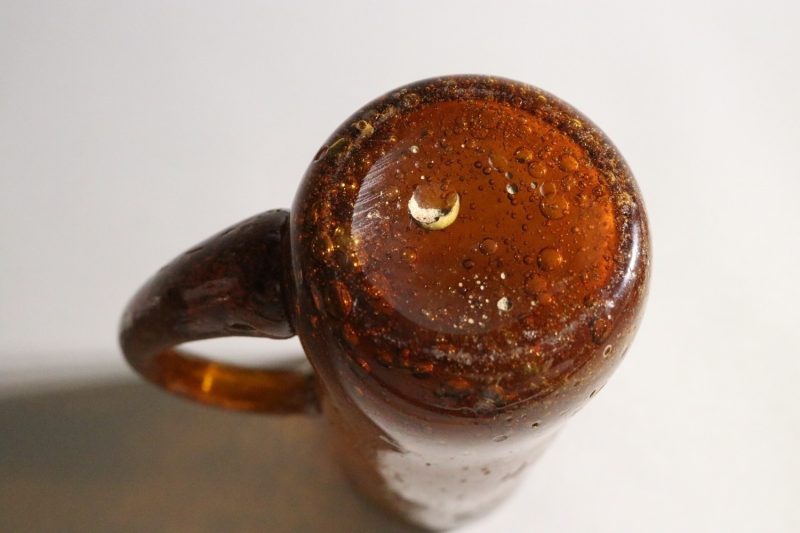 Vintage Handblåst Bärnstensfärgad Glasvas – Unik Skandinavisk Design
