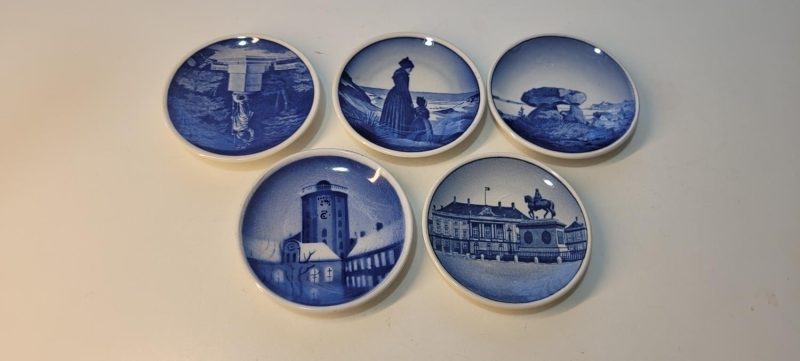 5 Väggtallrikar, Royal Copenhagen Fajance, Danmark