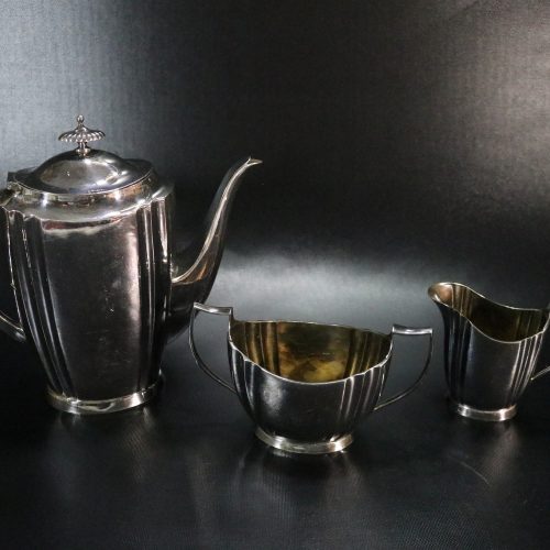 Art Deco KAFFESERVIS, 3 delar, nysilver, KGM GAB Uppsala