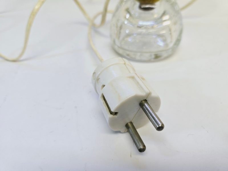 Vintage Bordslampa utan Skärm – Glasbas med Bubblor