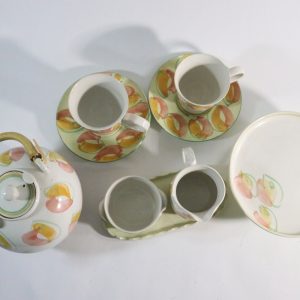 Unikt handmålat kaffekanna-set, signerat keramikverk