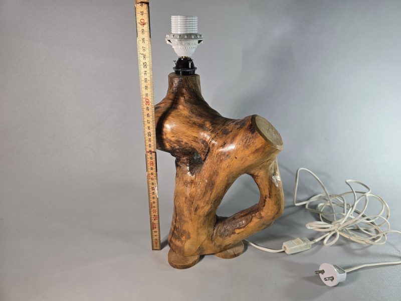 Vintage Skulpturell Trälampa från 1960-talet