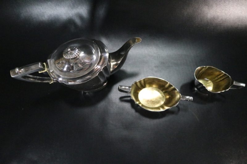 Art Deco KAFFESERVIS, 3 delar, nysilver, KGM GAB Uppsala