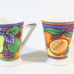 2st muggar, Vintage Art Deco Stil - frukt, 70-tal
