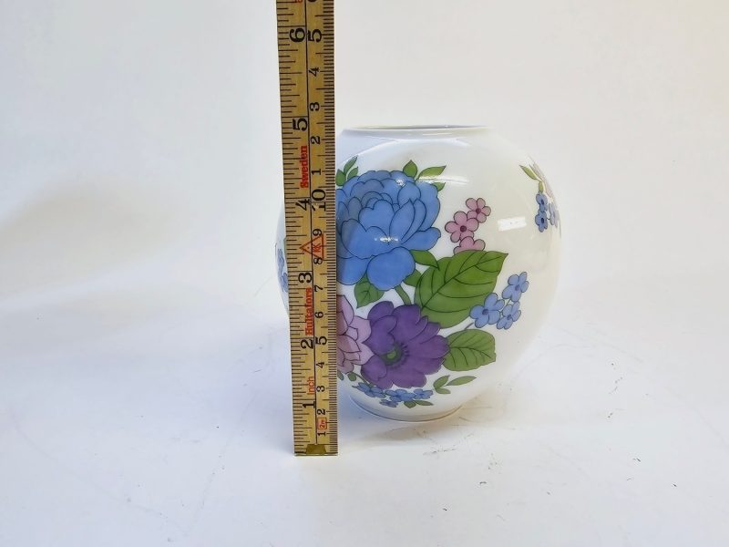 Elegant klotformad vas från Heinrich – Blommigt porslin från Tyskland