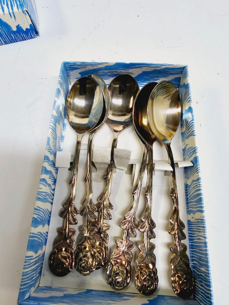 Elegant Sats Silverskedsar i 6-pack med Rosmotiv