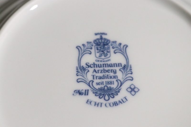 4 st Bavaria Schumann Arzberg - Eleganta djupa tallrikar i blått och vitt