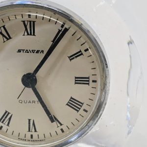 Elegant Vintage Bordsklocka i Glas – Staiger, 12 cm