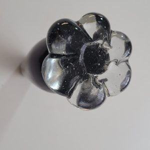 Vas, lila med klumpfot i klar glas, retro, Vintage