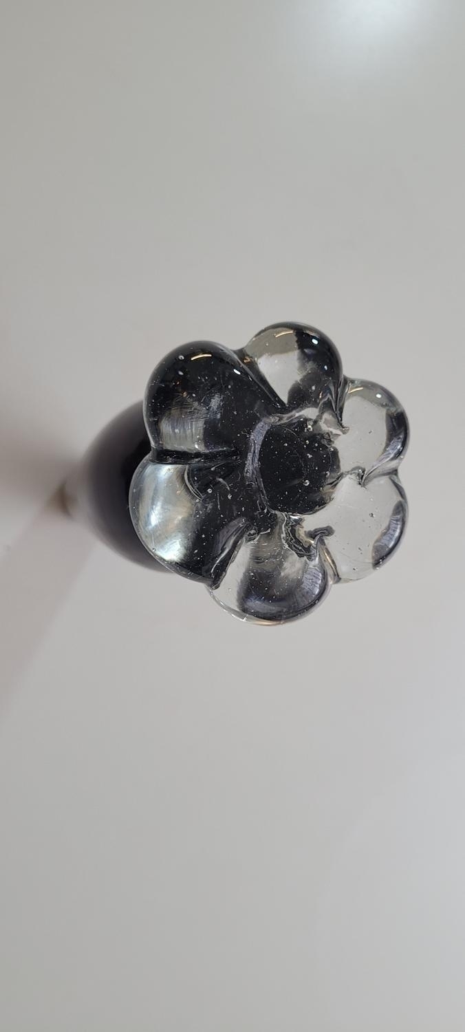 Vas, lila med klumpfot i klar glas, retro, Vintage