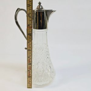 Elegant kristallkaraff med silverdetaljer – 29 cm, tillverkad i England