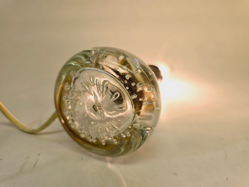 Vintage Bordslampa utan Skärm – Glasbas med Bubblor