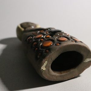 Figurin, kvinna i prickig klänning, höjd 17cm, Bromma keramik, Ninnie Forsgren