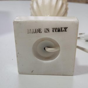 Bordslampa i alabaster med ljuslila skärm, Italien