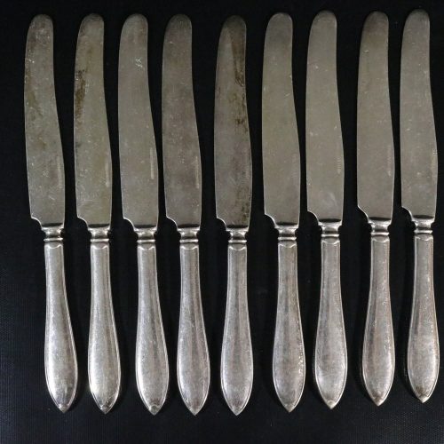 Set med 9 Vintage Bordsknivar i Silverplätering – Klassisk Svensk Design