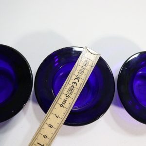 3st ljushållare, blå glas
