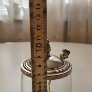 Vintage syltburk / Sockerburk i glas med nysilverlock och sked