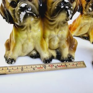 Charmiga Hundfigurer i Keramik – Set om Tre Dubbla Hundar