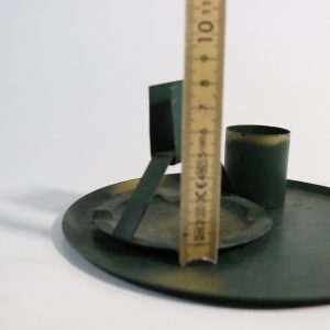 Vintage Ljusstake i Metall – Grön Patina, 19 cm i Diameter