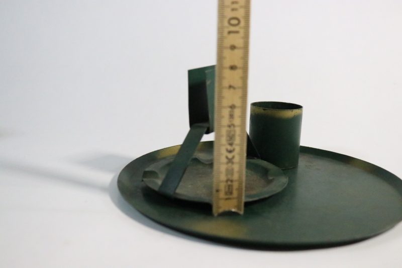 Vintage Ljusstake i Metall – Grön Patina, 19 cm i Diameter