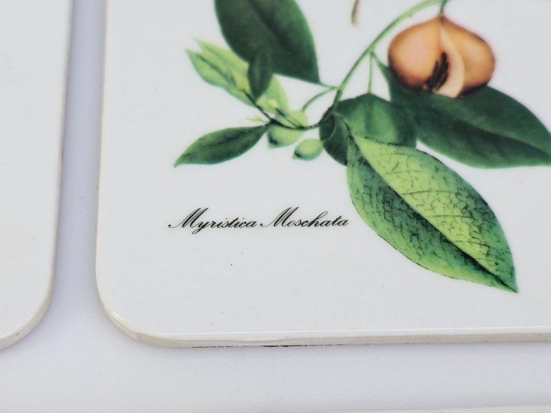 Eleganta underlägg med botaniska illustrationer – set om 6 st.