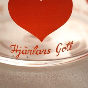 2 st burkar i glas med korklock, "Hjärtans gott", SEA glasbruk