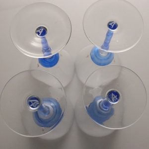 4st Vinglas, havsmotiv - 17,5cm - Signerade "A"