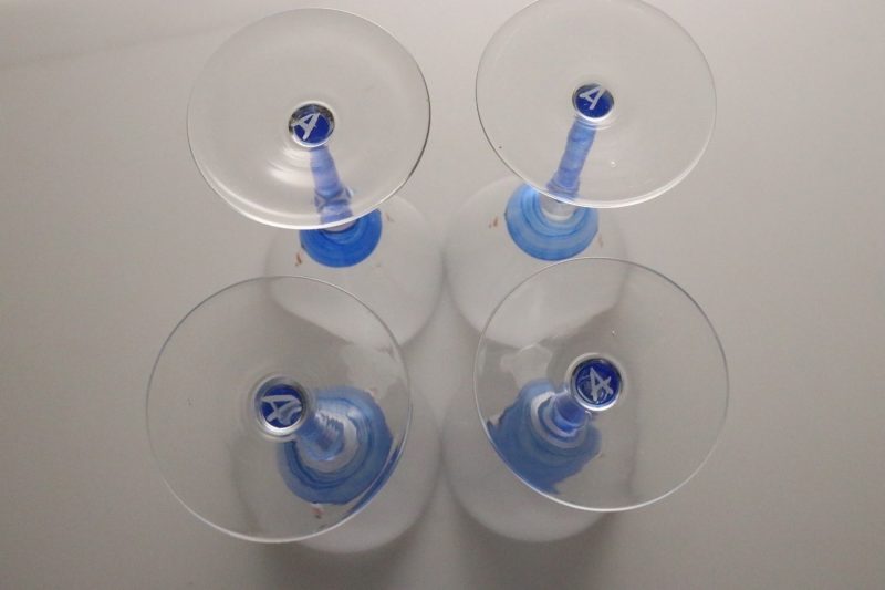 4st Vinglas, havsmotiv - 17,5cm - Signerade "A"