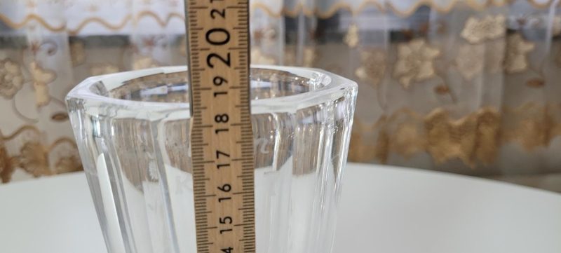 Vas, glas med etsad dekor, troligen Orrefors, NILS LANDBERG