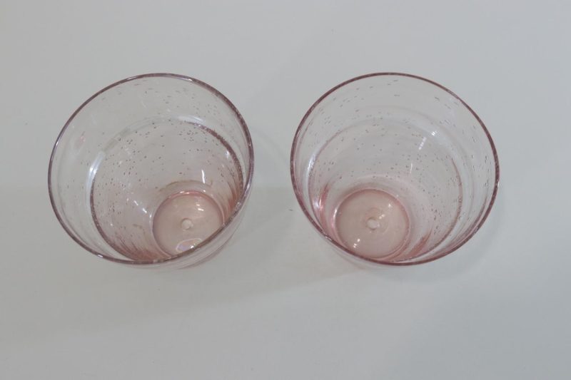 Krukor i glas med luftbubblor, Rosa, H= 14,5cm D= 14cm