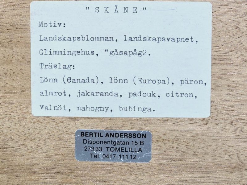 Unik Intarsiatavla av Bertil Andersson – Skånes stolthet i träkonst