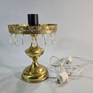 Bordslampa mässing, glasprismor