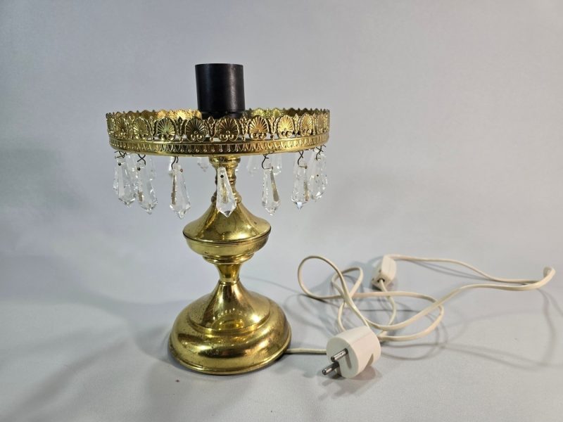Bordslampa mässing, glasprismor