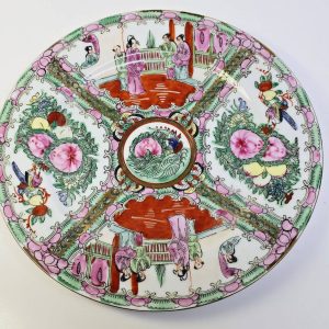 Handmålad tallrik i Rose Canton-stil – Antik kinesisk skönhet, 26 cm