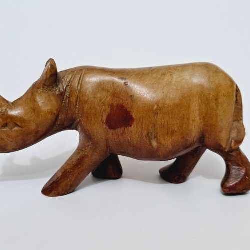 Vintage hand snidad träfigur noshörning, Kenya, 1980-tal
