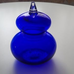 LOCKSKÅL, glas, Potpurriburk, koboltblå