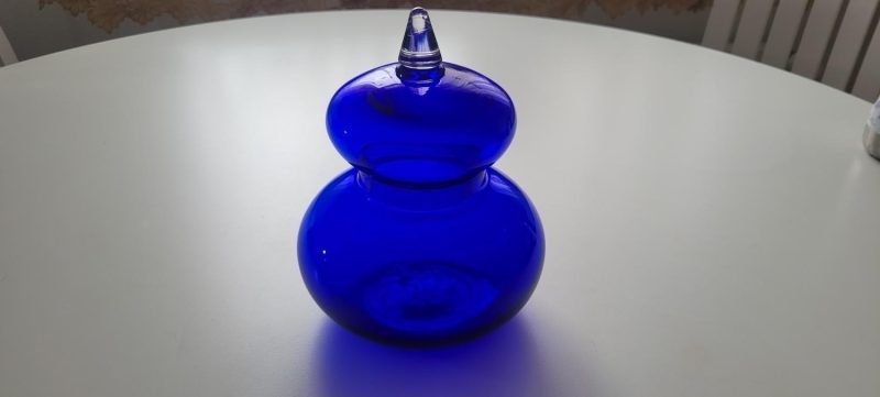 LOCKSKÅL, glas, Potpurriburk, koboltblå