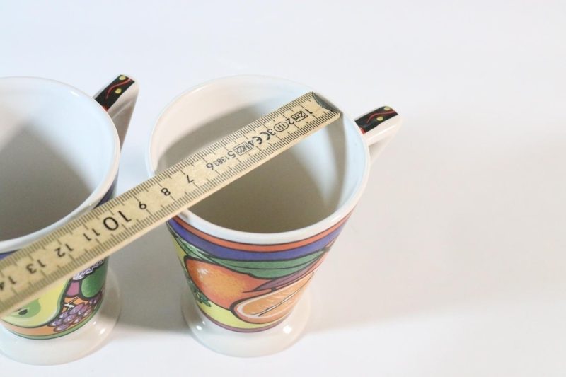 2st muggar, Vintage Art Deco Stil - frukt, 70-tal