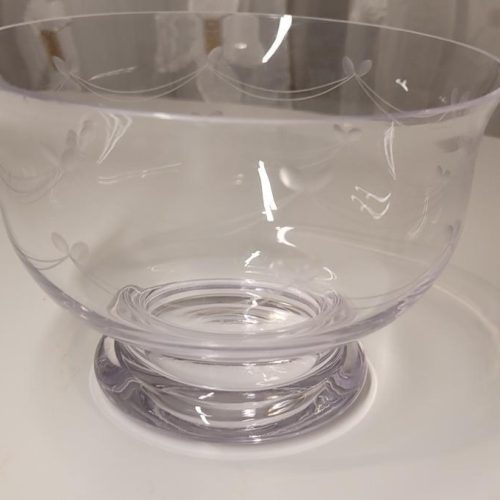Bål skål transparent med slipad dekor