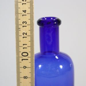 BLOMVAS / FLASKA, Blått glas, ca 13,5cm