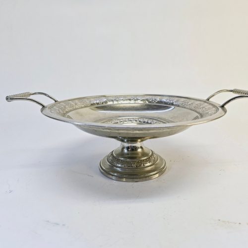 Vintage Metallskål på Fot med Handtag - Diameter 24 cm