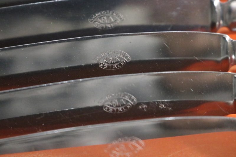 Sats med 6 Brödgafflar och 6 Brödknivar från Wallins Nysilverfabrik, Lidköping