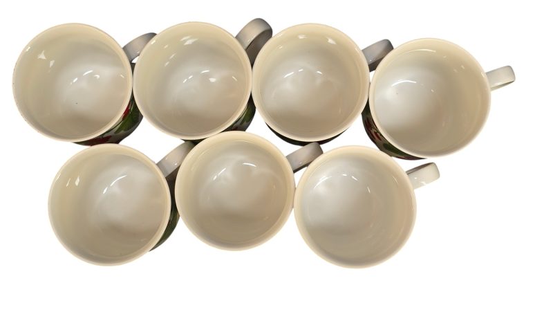 Set med 7 kaffekoppar "Blodgivare ger med hjärtat" från Rörstrand Diamant, J.L