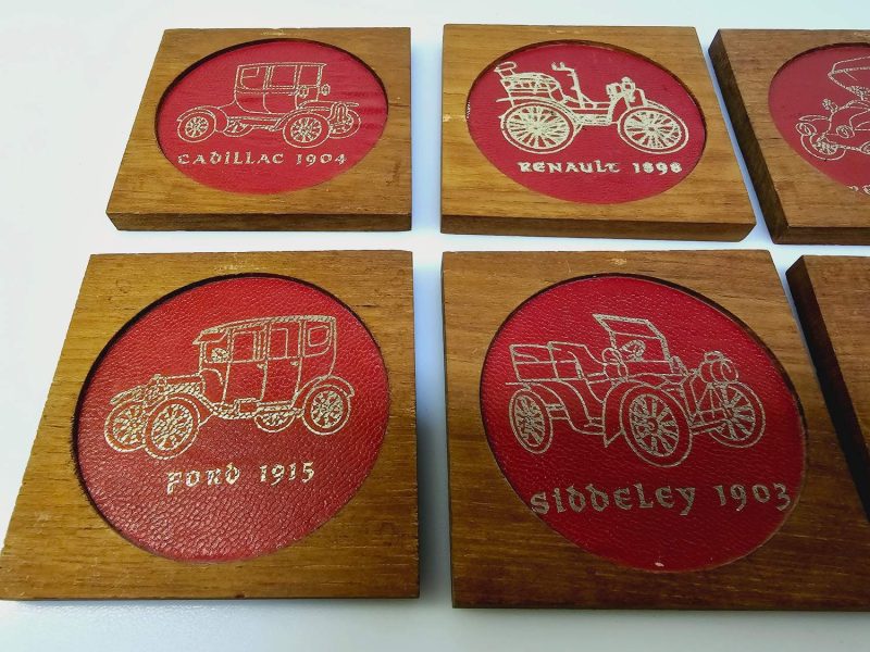 Set med 6 vintageunderlägg – Klassiska bilar