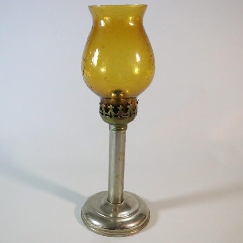 Vacker stor ljusstake i metall & glas, Hong Kong Star Brand