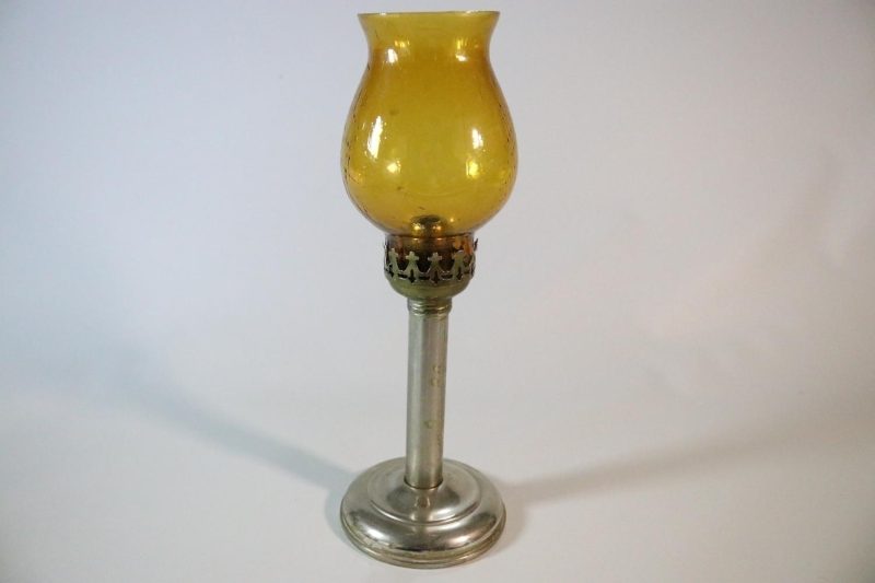 Vacker stor ljusstake i metall & glas, Hong Kong Star Brand