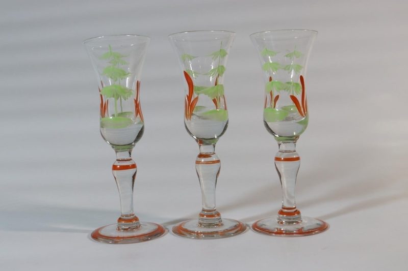 3st vintage glas / handmålade glas 1900-tal - 14cm