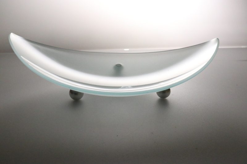 Uppläggningsfat, båtformad, frostat glas