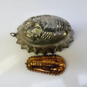 Rosenthal vintage kakformar i metall och koppar – hummermotiv