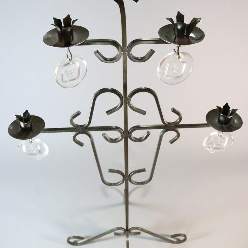 Golvljusstake, metall med glasprydnader- 78cm